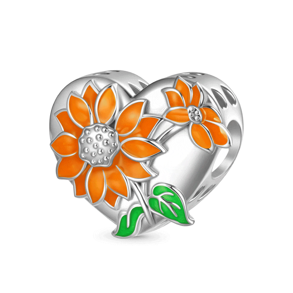 Sunflower Heart Engravable Charm