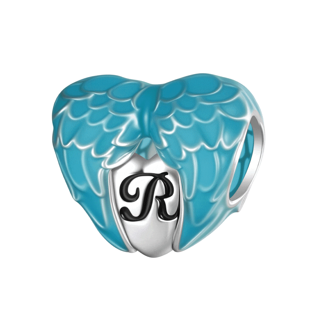Blue Wings Heart Charm