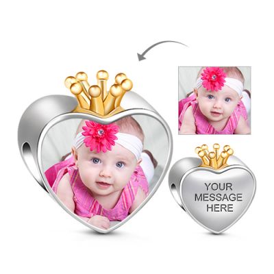 Crown Heart Photo Charm