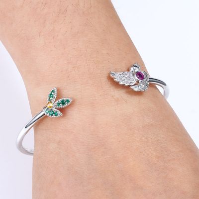 Bird & Leaf Bangle Bracelet