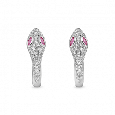 Diamond Snake Huggie Earrings