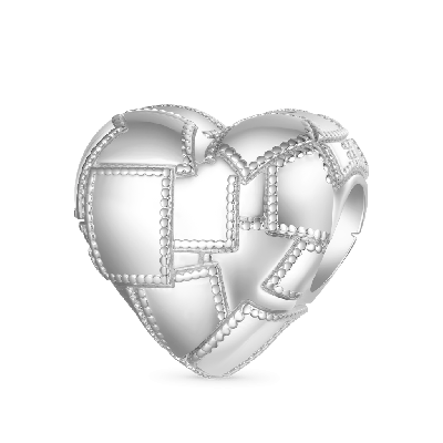 Metallic Silver Texture Heart Charm