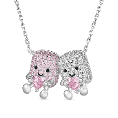 Pair of Marshmallows Diamonds Necklace