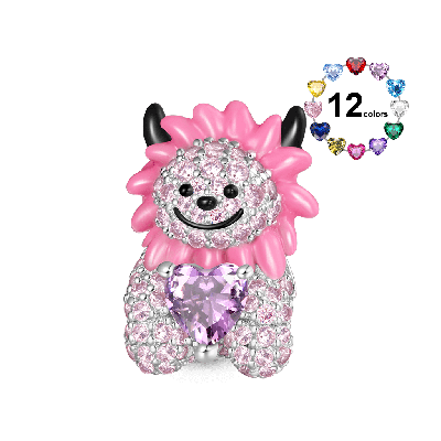 Lion Embraces Heart Charm