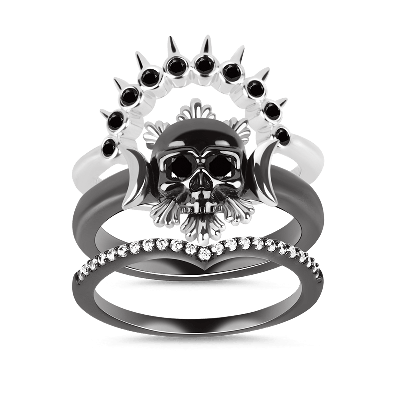 Black Skull Stackable Ring