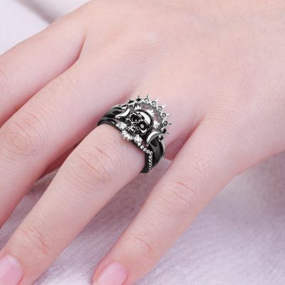 Black Skull Stackable Ring