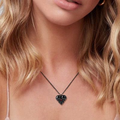 Heart Shaped Double Skull Necklace