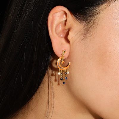Star Moon Dangle Earrings