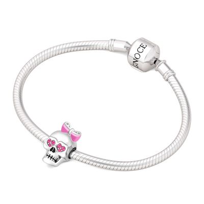 Skull with Pink Bowknot Charm
