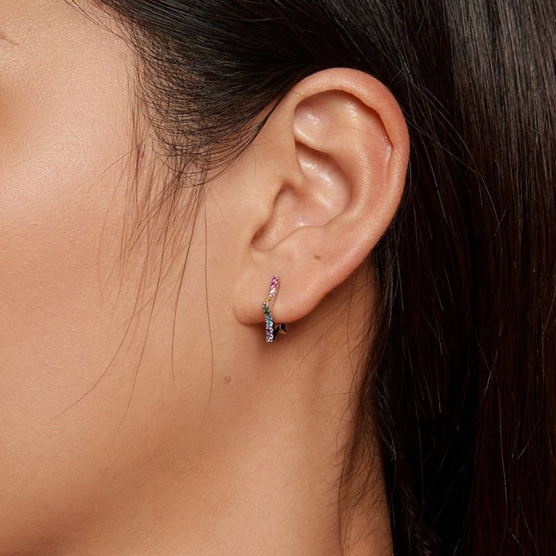 Beaded Rainbow Huggie Earrings | Little Sky Stone