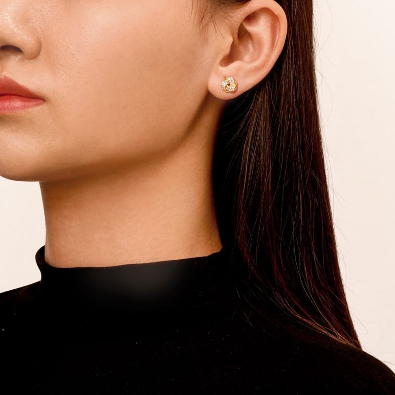 Diamond love knot stud earrings sale