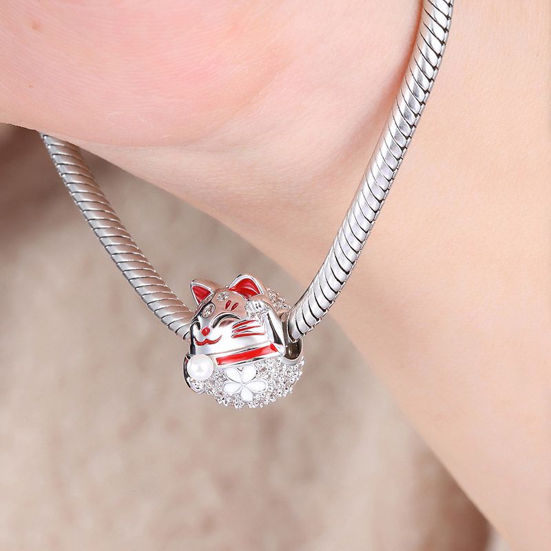 Amazon.com: Lotus Fun Women's Bracelet, S925 Sterling Silver Bracelet, Cat  Playing with a Ball Charm, Chain Length: 16.5 - 19 cm, Handmade Unique  Jewellery for Women and Girls red: Clothing, Shoes & Jewelry